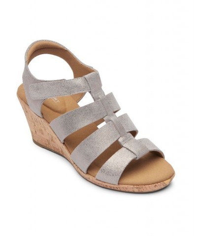 Women's Briah New Gladiator Wedge Sandal Gray $51.80 Shoes