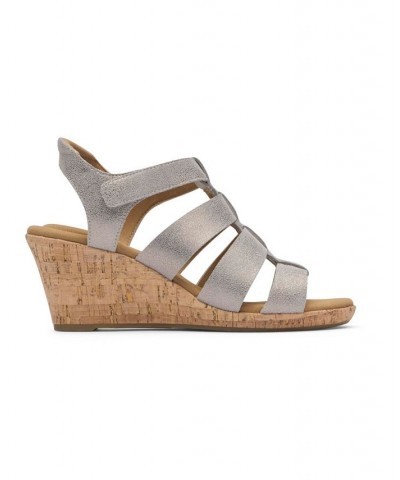 Women's Briah New Gladiator Wedge Sandal Gray $51.80 Shoes