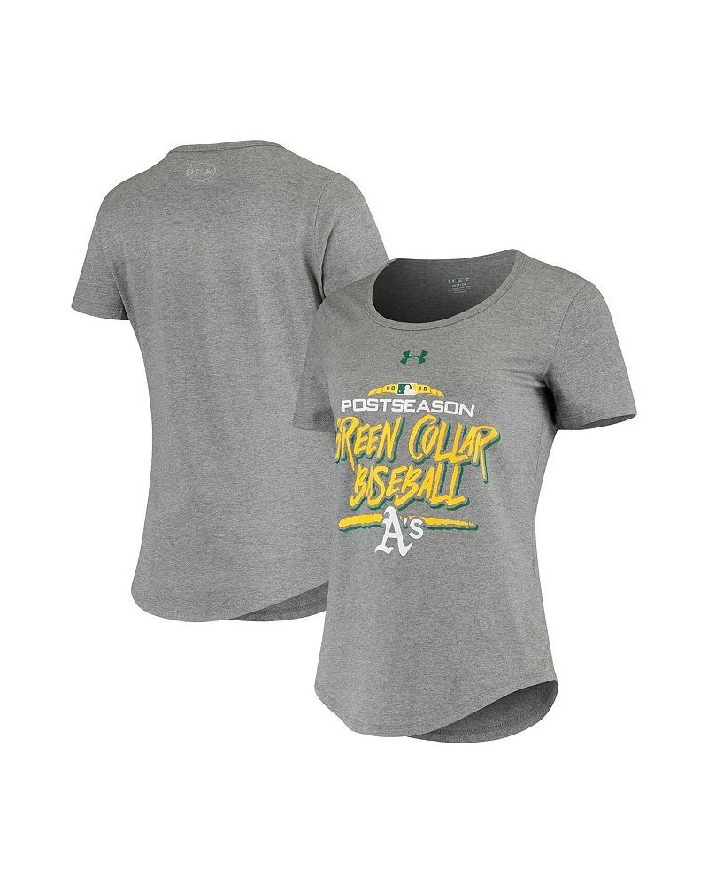 Men's Heather Gray Oakland Athletics 2018 Postseason Team Nation Tri-Blend Scoop Neck Performance T-shirt $17.20 T-Shirts