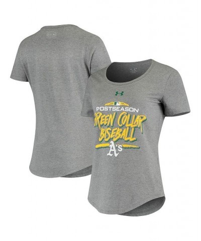 Men's Heather Gray Oakland Athletics 2018 Postseason Team Nation Tri-Blend Scoop Neck Performance T-shirt $17.20 T-Shirts