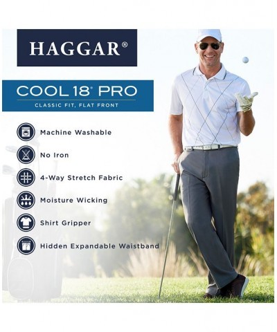 Men's Cool 18 PRO Classic-Fit Expandable Waist Flat Front Stretch Dress Pants PD06 $30.79 Pants