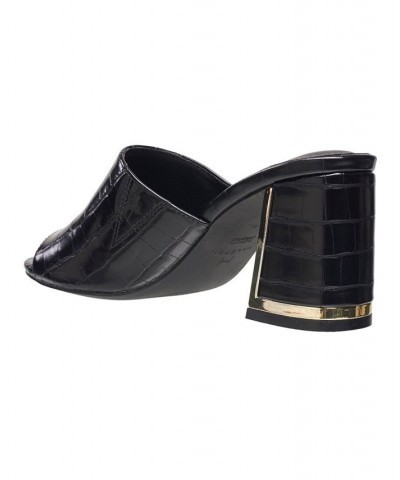 Women's Spain Block Heel Dress Sandals Black $53.90 Shoes