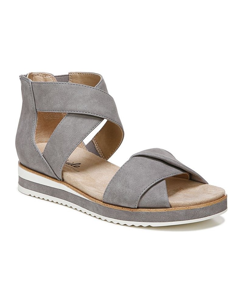 Zoom Strappy Sandals Gray $36.90 Shoes