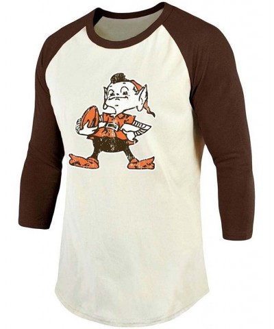 Men's Baker Mayfield Cream, Brown Cleveland Browns Vintage-Inspired Player Name Number Raglan 3/4 Sleeve T-shirt $27.13 T-Shirts