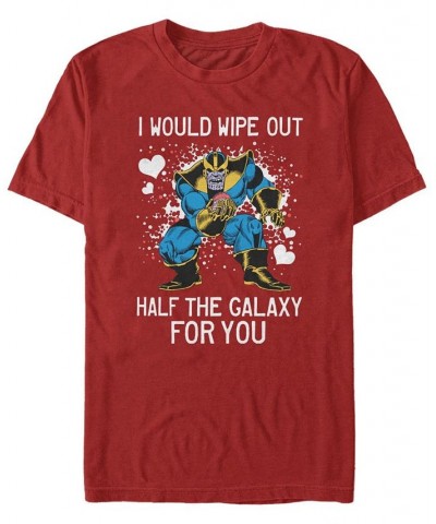 Men's Thanos Galaxy Heart Short Sleeve Crew T-shirt Red $16.45 T-Shirts