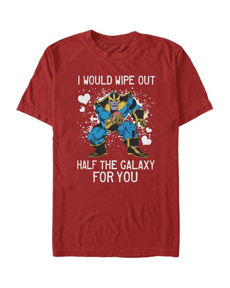 Men's Thanos Galaxy Heart Short Sleeve Crew T-shirt Red $16.45 T-Shirts