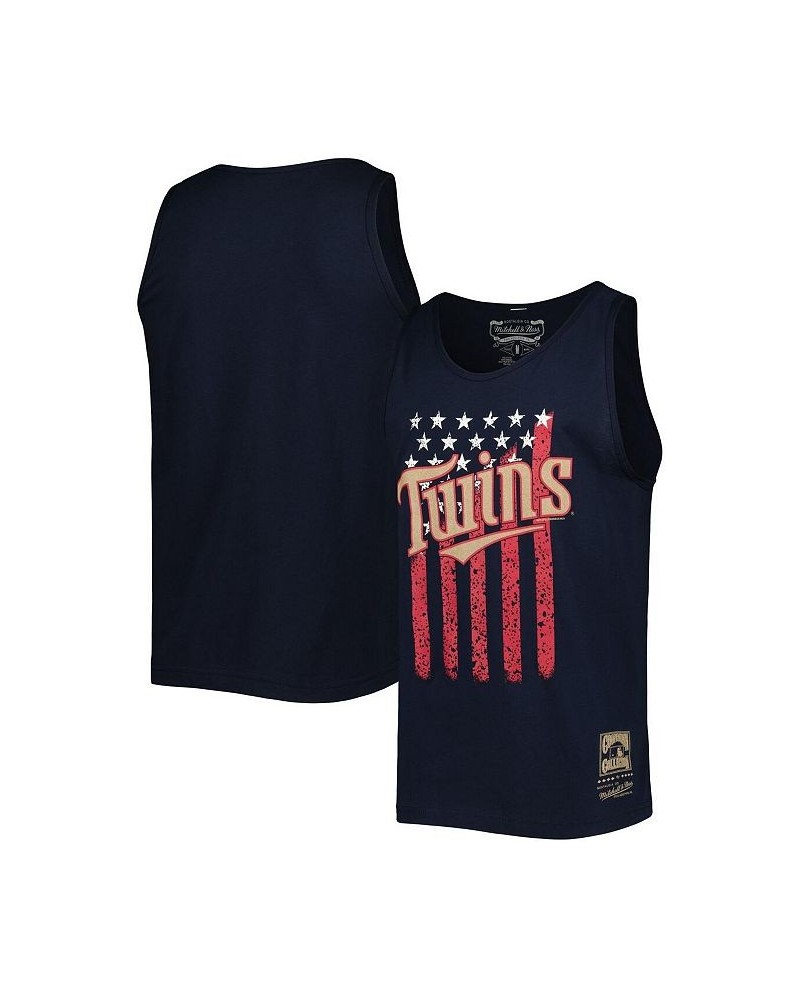 Men's Navy Minnesota Twins Cooperstown Collection Stars and Stripes Tank Top $17.33 T-Shirts