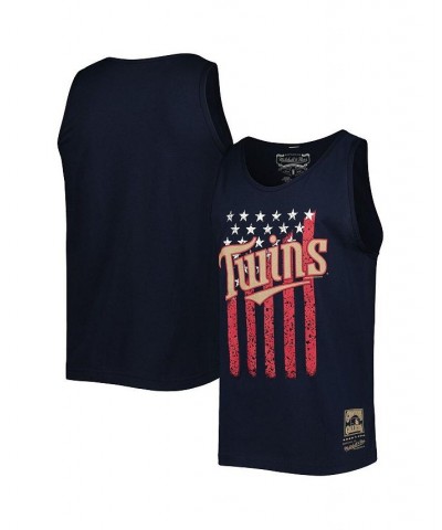 Men's Navy Minnesota Twins Cooperstown Collection Stars and Stripes Tank Top $17.33 T-Shirts