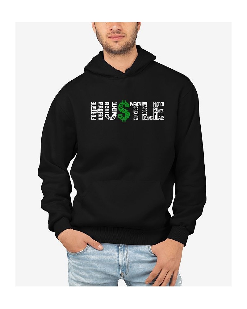 Men's Word Art Hustle Hooded Sweatshirt Black $31.79 Sweatshirt