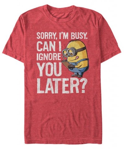 Minions Men's Can I Ignore You Later Short Sleeve T-Shirt Red $15.75 T-Shirts