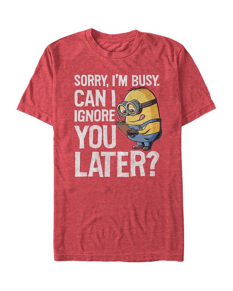 Minions Men's Can I Ignore You Later Short Sleeve T-Shirt Red $15.75 T-Shirts