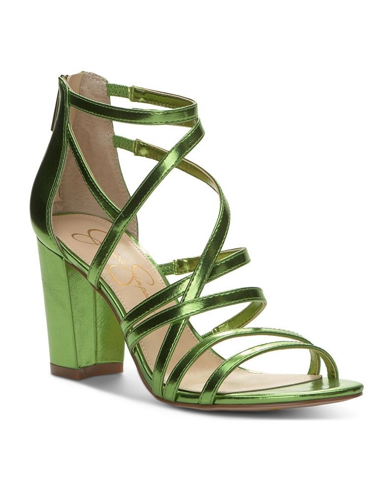 Women's Stassey Strappy Block Heel Dress Sandals Green $36.34 Shoes