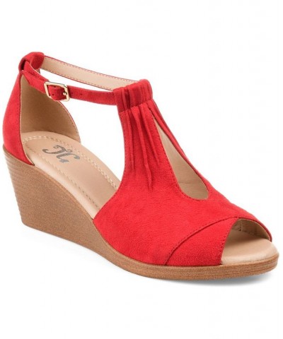 Women's Kedzie Wedge Sandals Red $48.00 Shoes