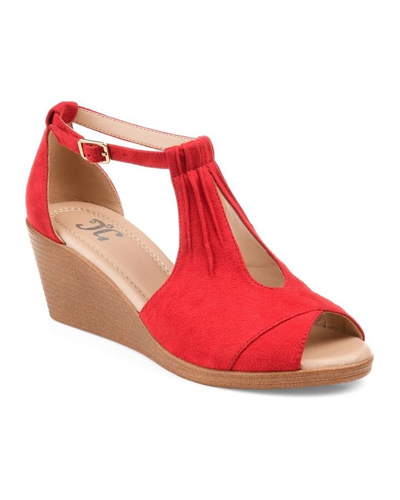 Women's Kedzie Wedge Sandals Red $48.00 Shoes