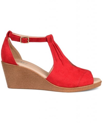 Women's Kedzie Wedge Sandals Red $48.00 Shoes