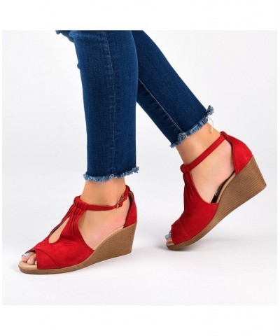 Women's Kedzie Wedge Sandals Red $48.00 Shoes