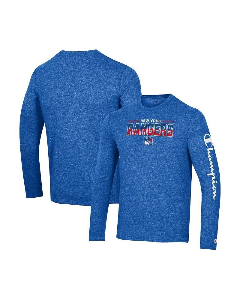 Men's Heather Royal New York Rangers Tri-Blend Long Sleeve T-shirt $20.39 T-Shirts