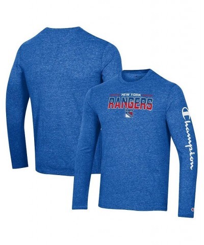 Men's Heather Royal New York Rangers Tri-Blend Long Sleeve T-shirt $20.39 T-Shirts