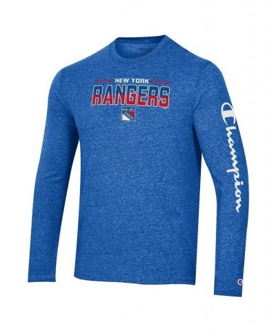 Men's Heather Royal New York Rangers Tri-Blend Long Sleeve T-shirt $20.39 T-Shirts