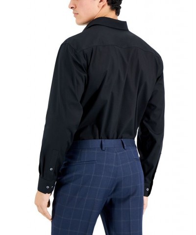 Men's Slim Fit 2-Way Stretch Formal Convertible-Cuff Dress Shirt Black $23.39 Dress Shirts