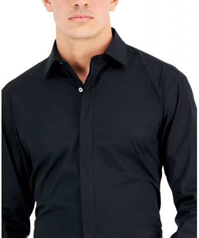 Men's Slim Fit 2-Way Stretch Formal Convertible-Cuff Dress Shirt Black $23.39 Dress Shirts