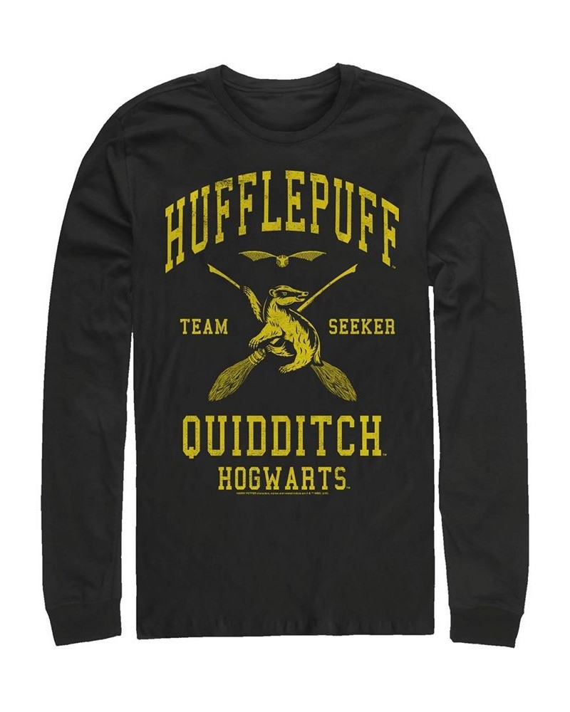 Men's Deathly Hallows 2 HP Quidditch Seeker Long Sleeve Crew Tee Black $23.59 T-Shirts