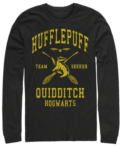 Men's Deathly Hallows 2 HP Quidditch Seeker Long Sleeve Crew Tee Black $23.59 T-Shirts