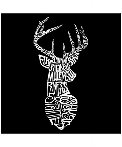 Men's Word Art Long Sleeve T-Shirt- Types of Deer Black $20.79 T-Shirts