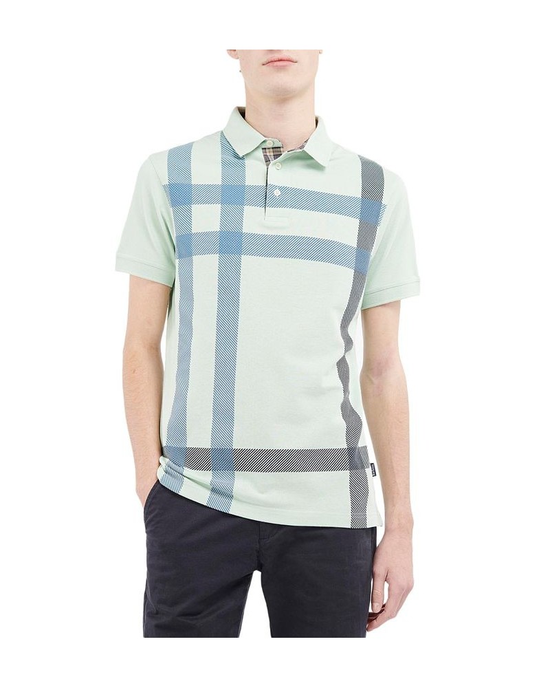 Men's Blaine Oversized Tartan-Print Polo Green $48.60 Polo Shirts