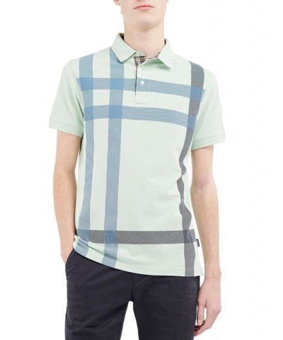 Men's Blaine Oversized Tartan-Print Polo Green $48.60 Polo Shirts