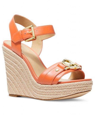 Women's Rory Espadrille Platform Wedge Sandals Orange $45.00 Shoes