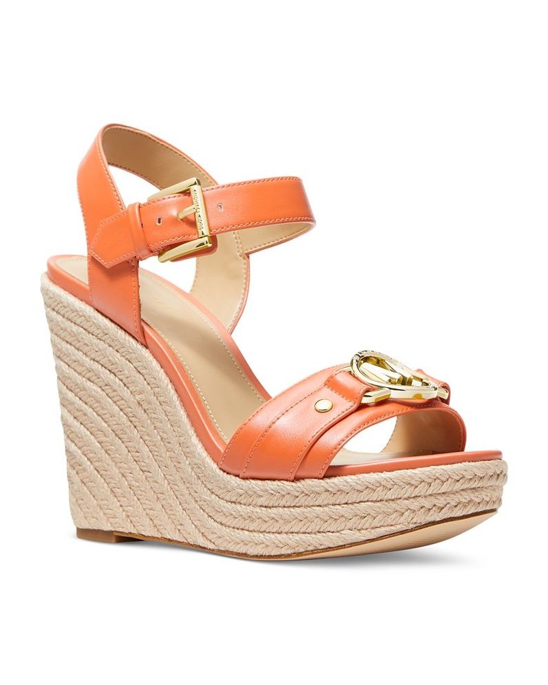 Women's Rory Espadrille Platform Wedge Sandals Orange $45.00 Shoes