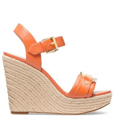 Women's Rory Espadrille Platform Wedge Sandals Orange $45.00 Shoes