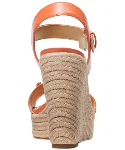 Women's Rory Espadrille Platform Wedge Sandals Orange $45.00 Shoes