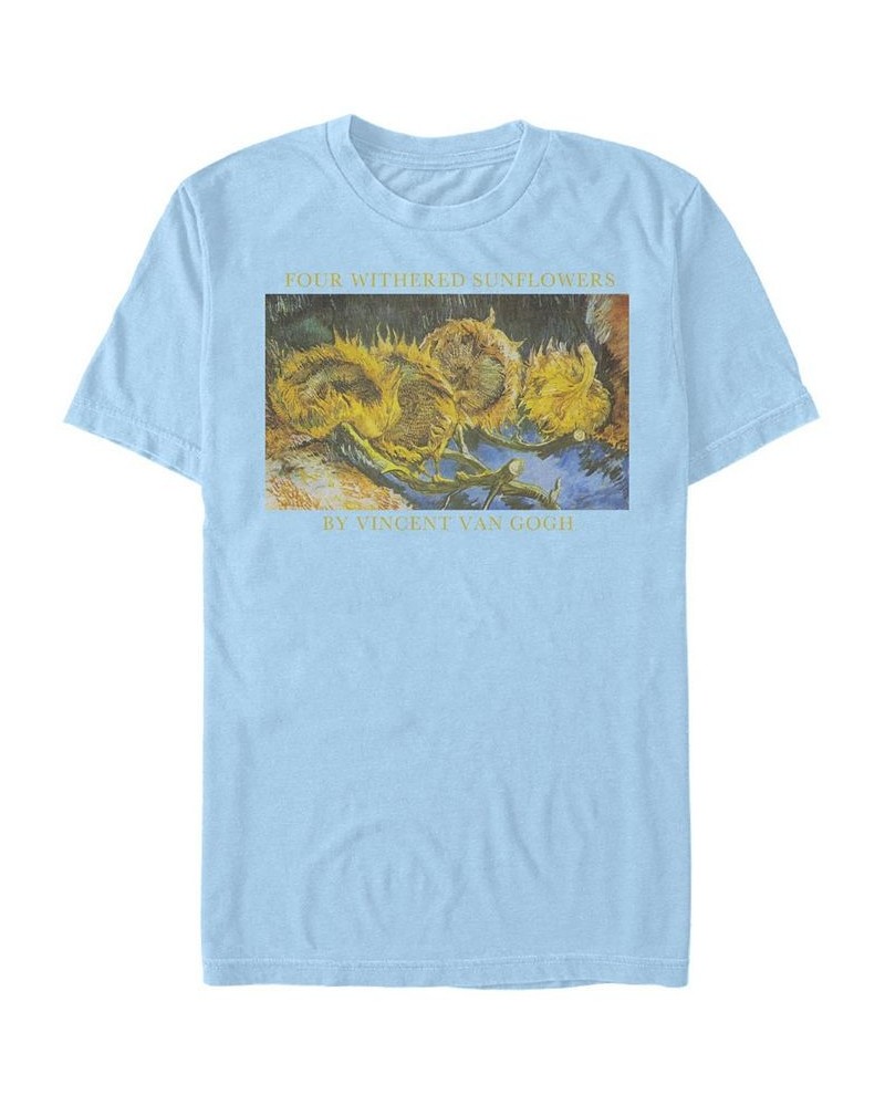 Men's Withered Sunflowers Short Sleeve Crew T-shirt Blue $18.54 T-Shirts