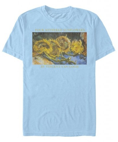 Men's Withered Sunflowers Short Sleeve Crew T-shirt Blue $18.54 T-Shirts