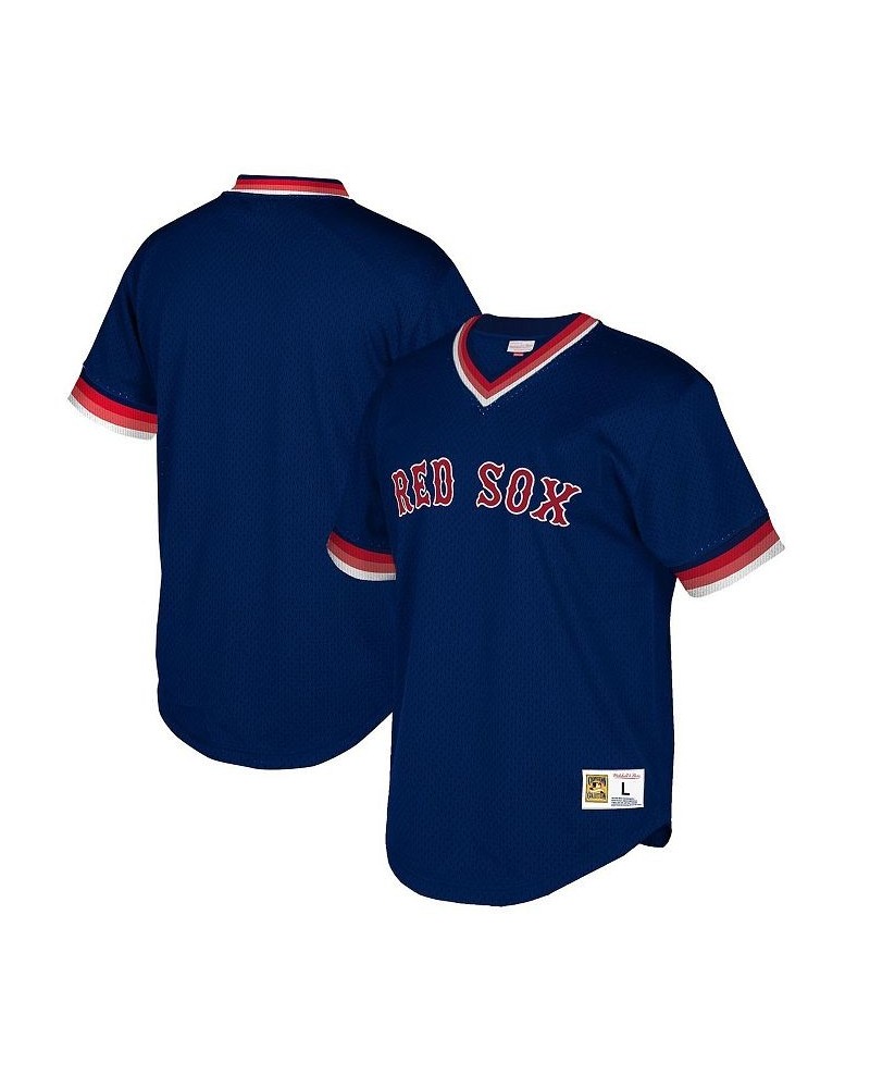 Men's Navy Boston Red Sox Big and Tall Cooperstown Collection Mesh Wordmark V-Neck Jersey $39.60 Jersey