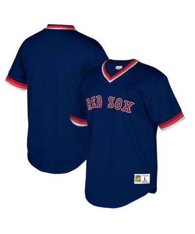 Men's Navy Boston Red Sox Big and Tall Cooperstown Collection Mesh Wordmark V-Neck Jersey $39.60 Jersey