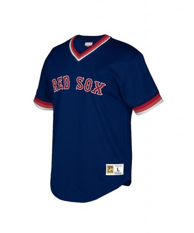 Men's Navy Boston Red Sox Big and Tall Cooperstown Collection Mesh Wordmark V-Neck Jersey $39.60 Jersey