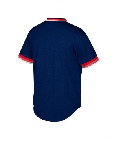 Men's Navy Boston Red Sox Big and Tall Cooperstown Collection Mesh Wordmark V-Neck Jersey $39.60 Jersey