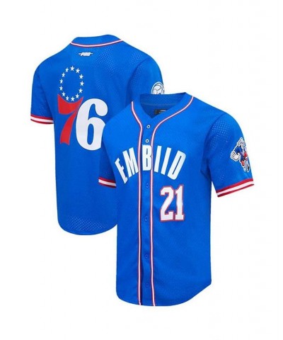 Men's Joel Embiid Royal Philadelphia 76ers Capsule Player Baseball Button-Up Shirt $45.10 Shirts