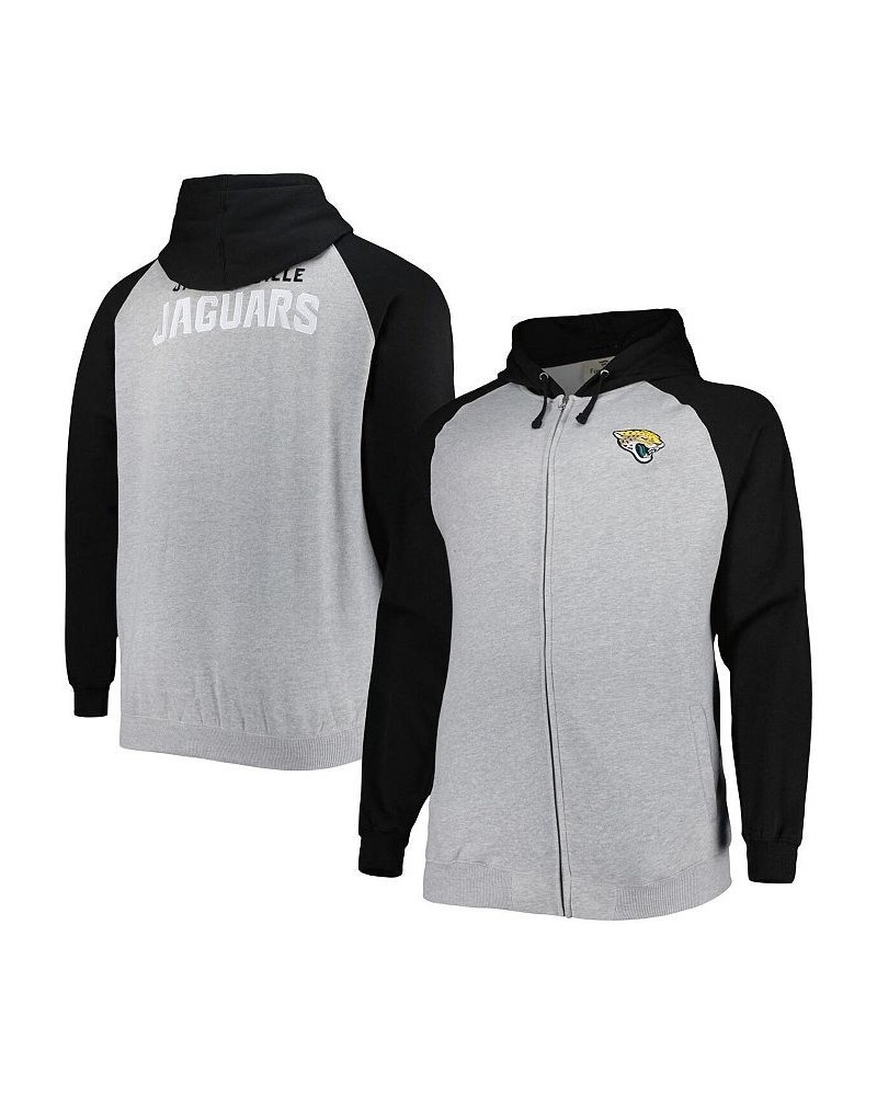 Men's Heather Gray Jacksonville Jaguars Big and Tall Fleece Raglan Full-Zip Hoodie Jacket $40.50 Jackets