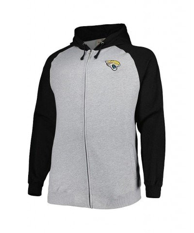 Men's Heather Gray Jacksonville Jaguars Big and Tall Fleece Raglan Full-Zip Hoodie Jacket $40.50 Jackets