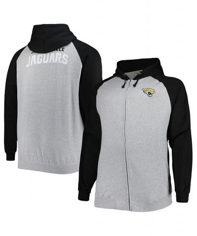 Men's Heather Gray Jacksonville Jaguars Big and Tall Fleece Raglan Full-Zip Hoodie Jacket $40.50 Jackets