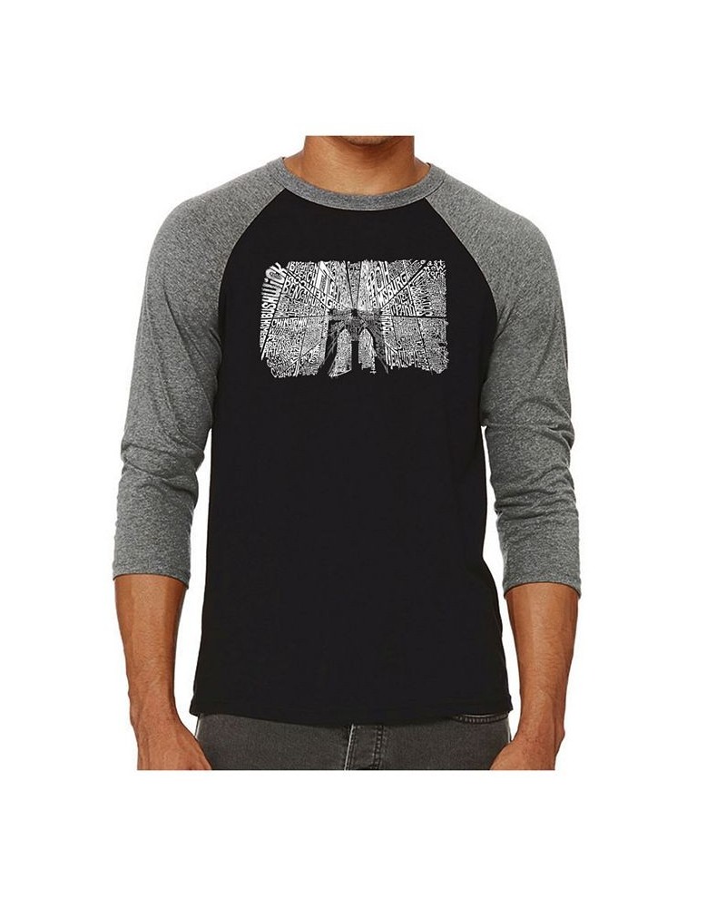 Brooklyn Bridge Men's Raglan Word Art T-shirt Gray $22.05 T-Shirts