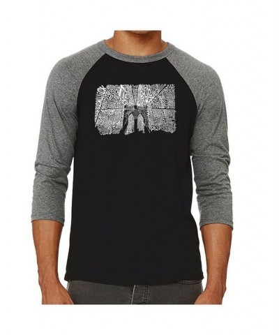 Brooklyn Bridge Men's Raglan Word Art T-shirt Gray $22.05 T-Shirts