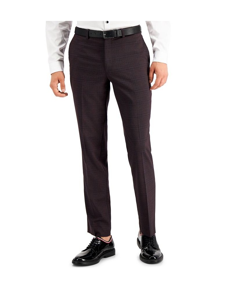 Men's Slim-Fit Purple Plaid Suit Pants Purple $23.72 Pants