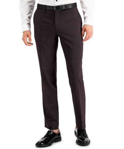 Men's Slim-Fit Purple Plaid Suit Pants Purple $23.72 Pants