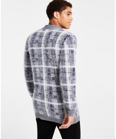 Men's Julio Regular-Fit Plaid Cardigan Blue $12.69 Sweaters