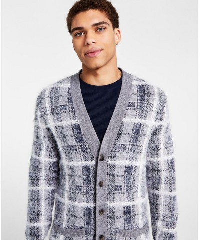 Men's Julio Regular-Fit Plaid Cardigan Blue $12.69 Sweaters